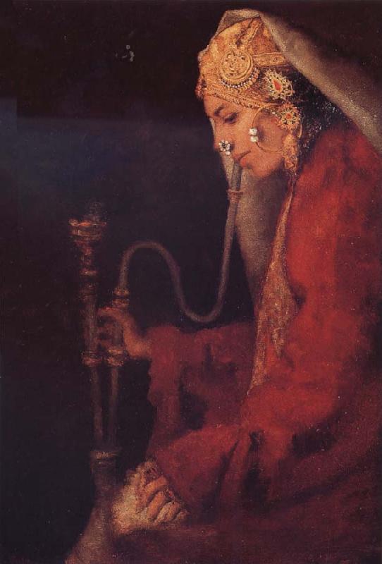Mortimer Menpes A Kashmiri Nautch Girl with a Hookah oil painting image